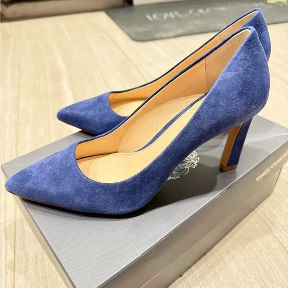 Vince Camuto Blue Suede Women's Heels Retsie size 7M Shoes - Picture 1 of 6